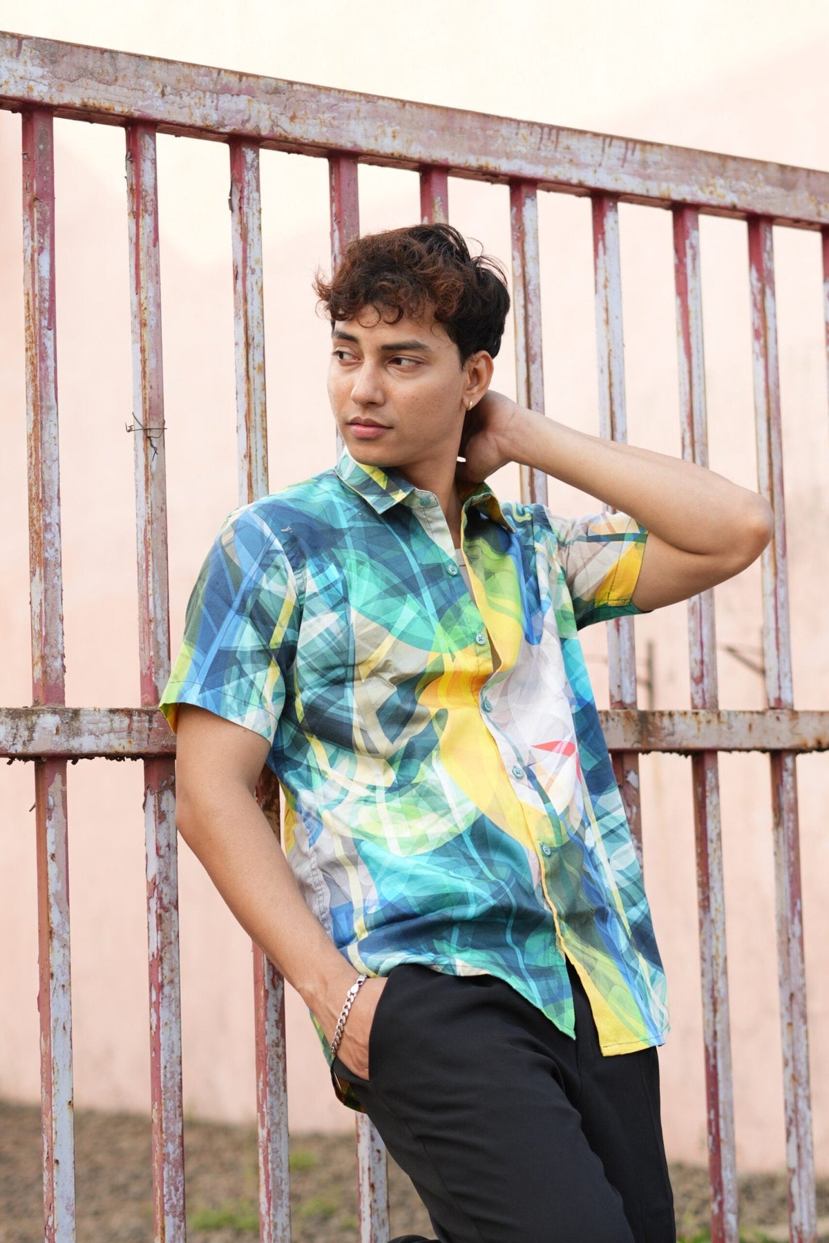 MULTI COLOUR ABSTRACT PRINT HALF SLEEVES SHIRT image 5