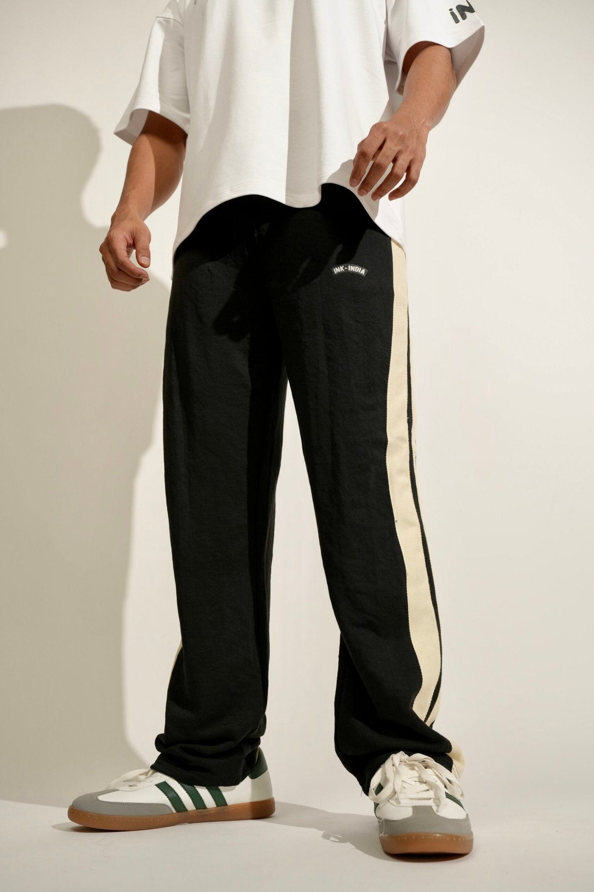 Black Side Seam Drawstring Track Pants image 3