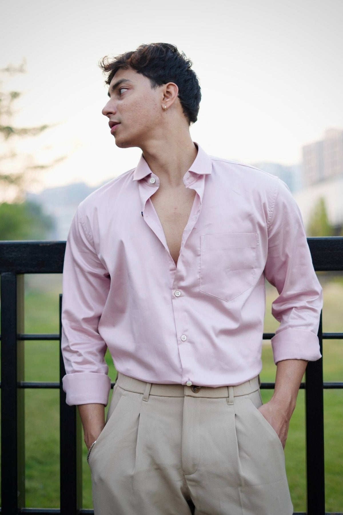 PINK SATIN SHIRT image 4