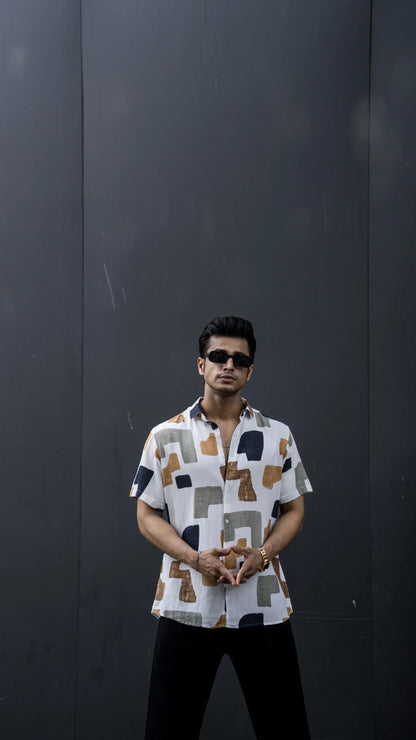 MULTI COLOUR ABSTRACT PRINTED RAYON HALF SLEEVES SHIRT image 4