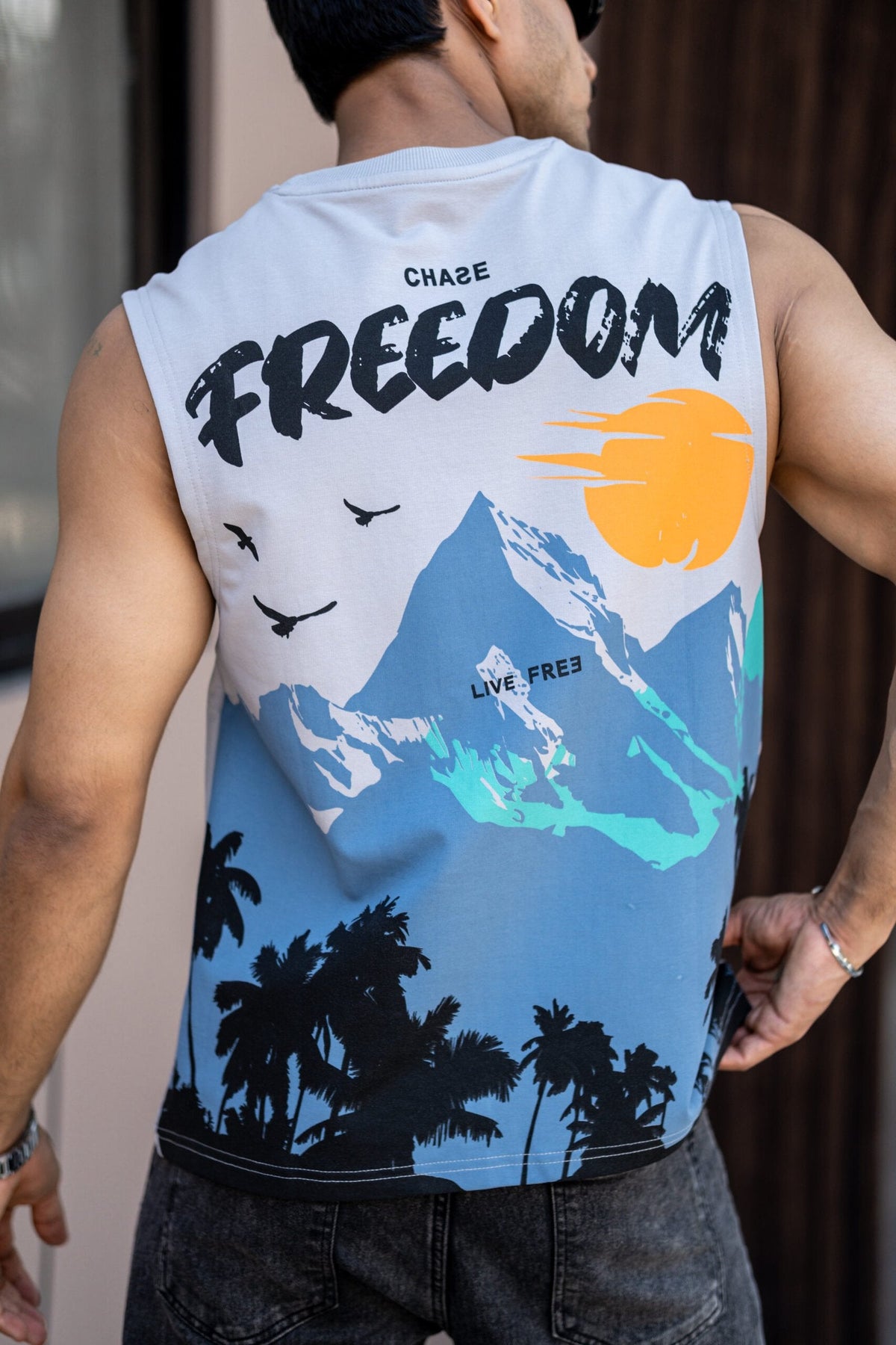 Light Grey Printed Sando In Premium Fabric image 3