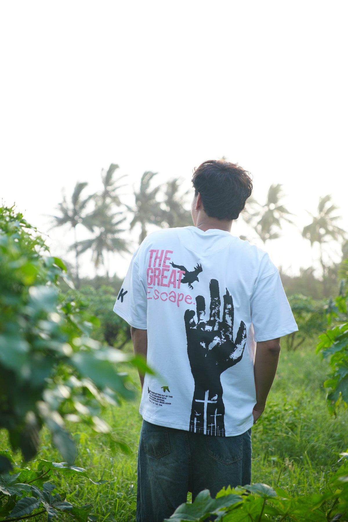 White Printed Heavy GSM Oversized T-Shirt image 2