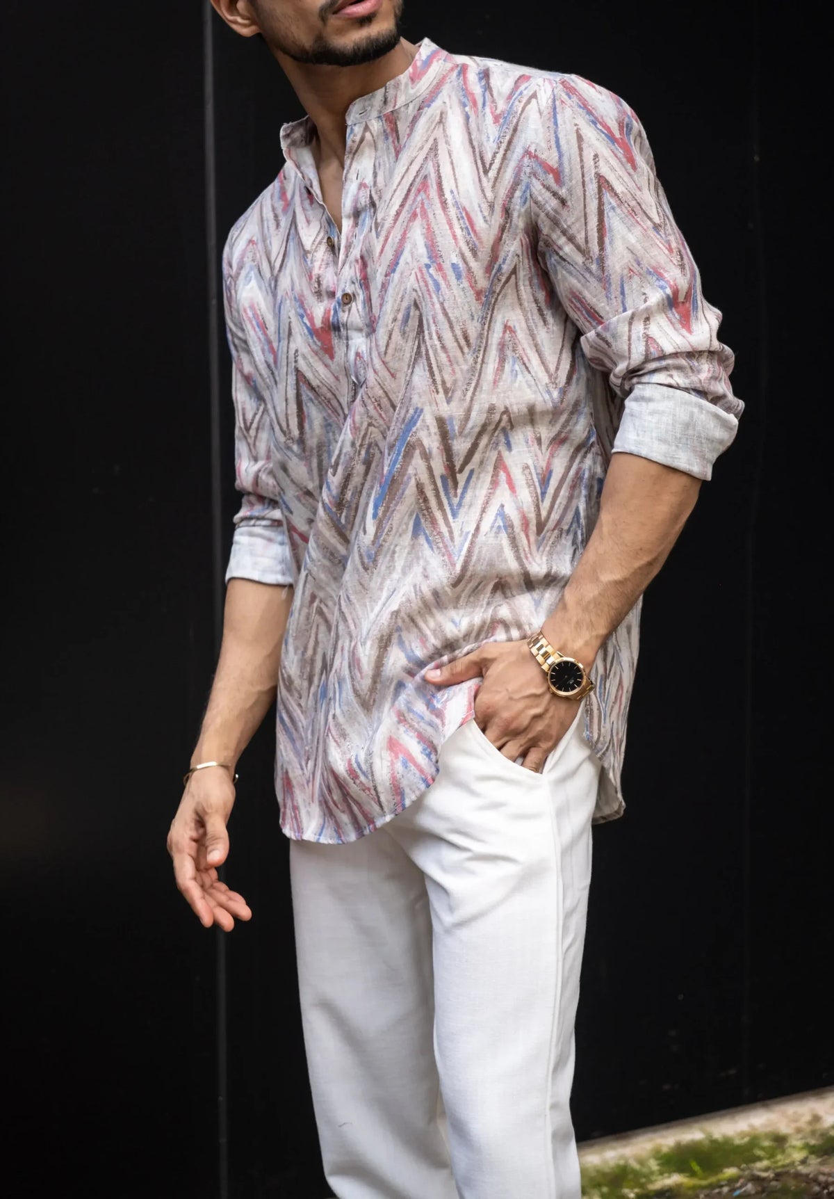 Zizag Printed Full Sleeves Kurta image 1
