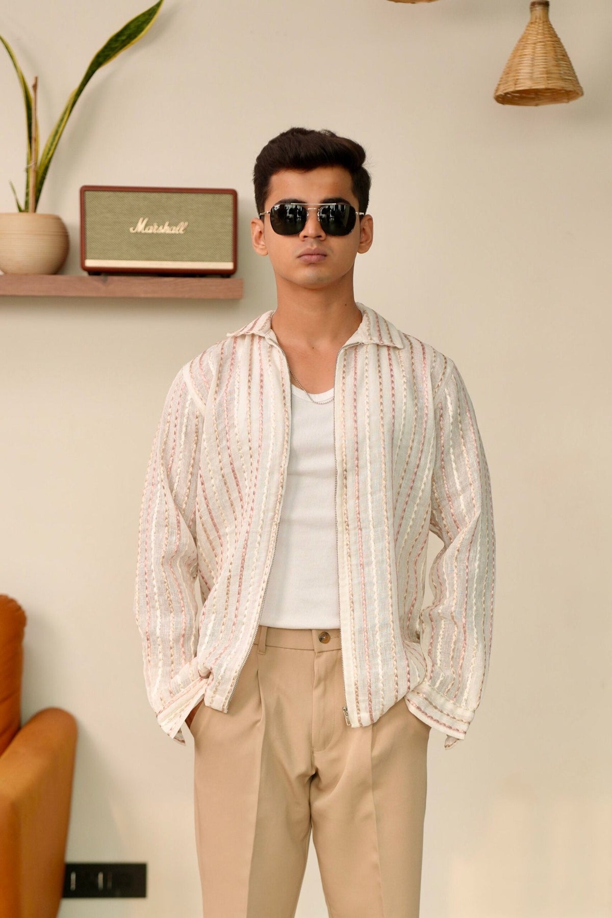 Café Cream Oversized Printed Shacket image 2