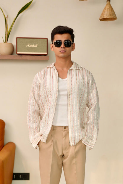 Café Cream Oversized Printed Shacket image 2