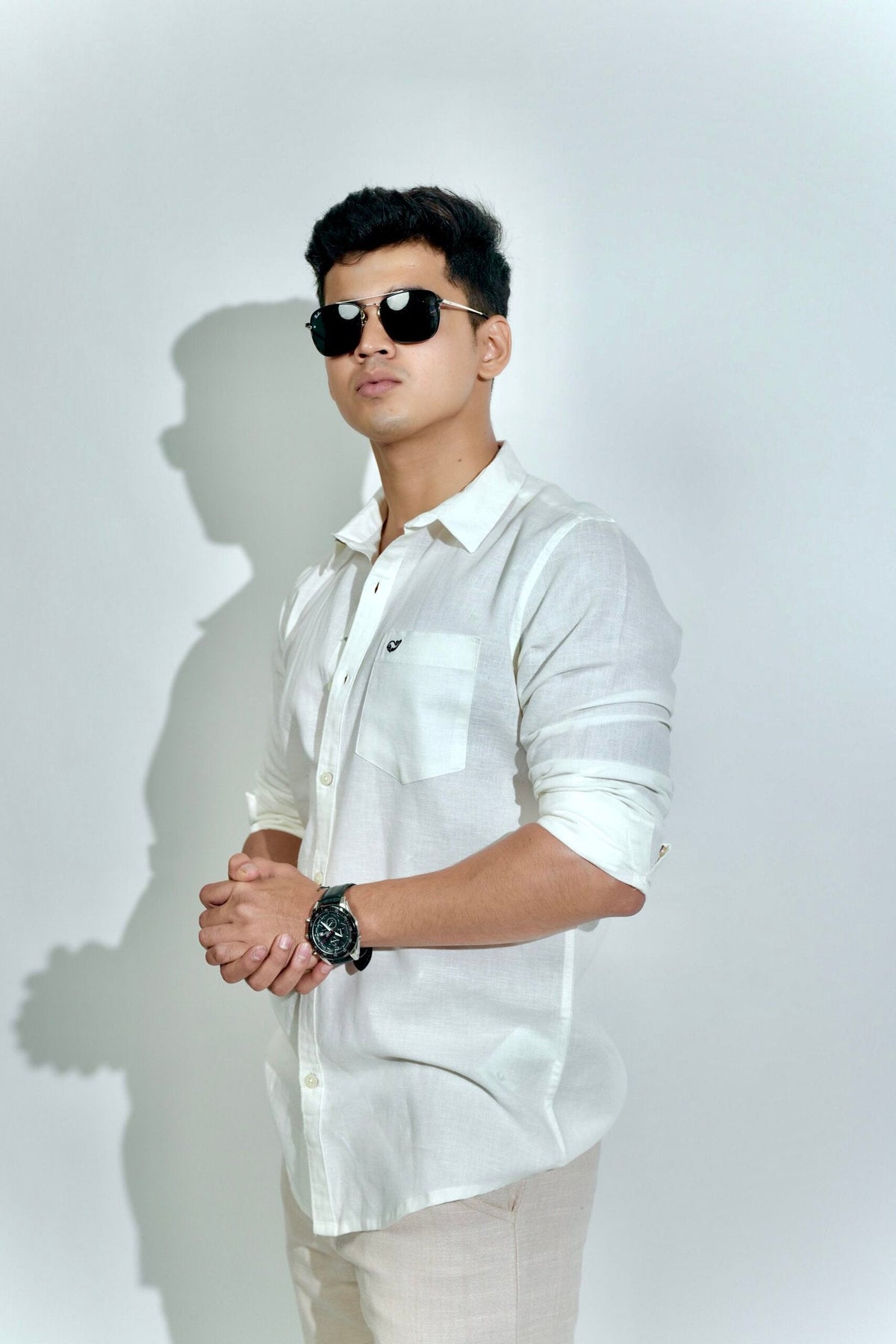 White Cotton Linen Shirt image 1