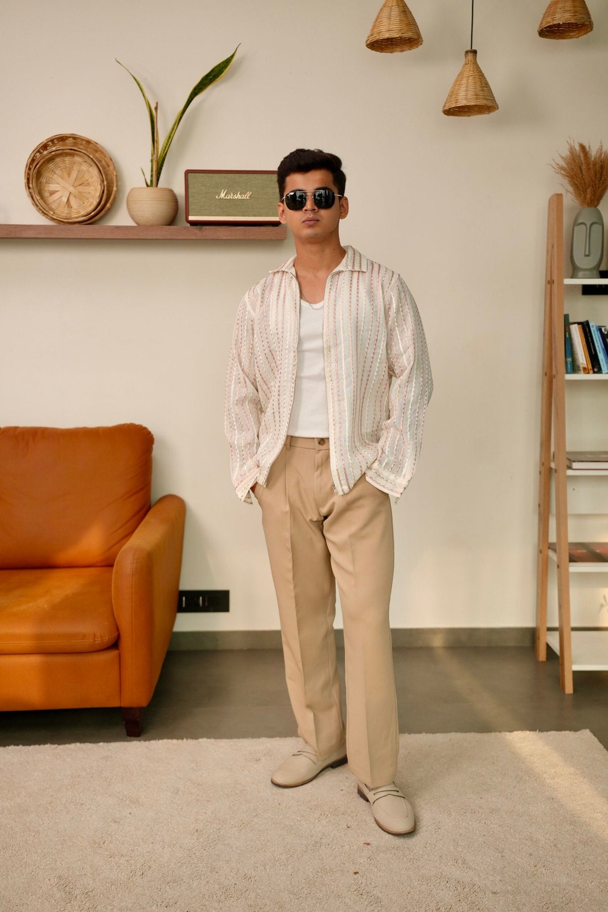 Café Cream Oversized Printed Shacket image 1