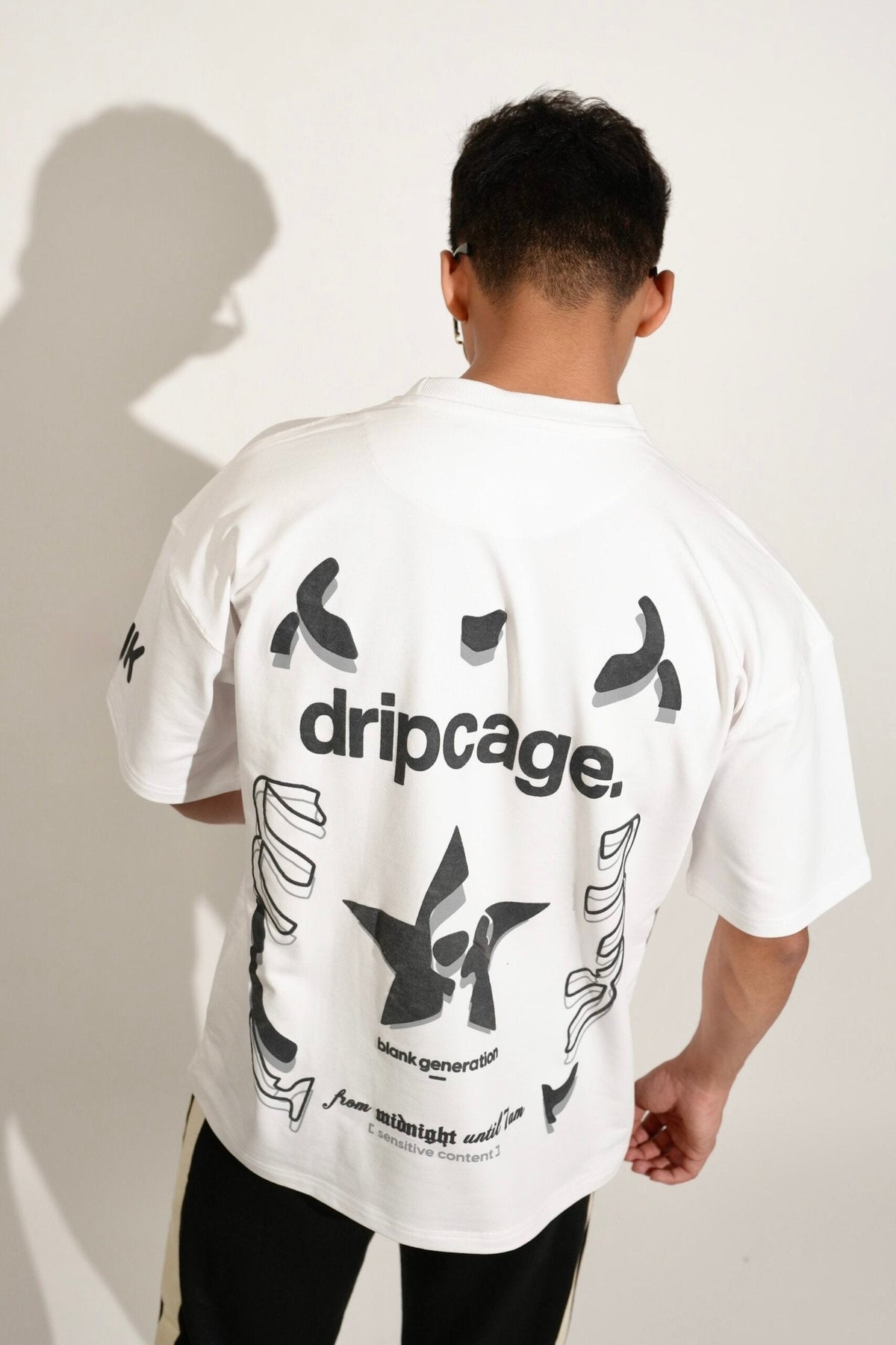 White Dripcage Heavy Weight Oversized T-Shirt image 1