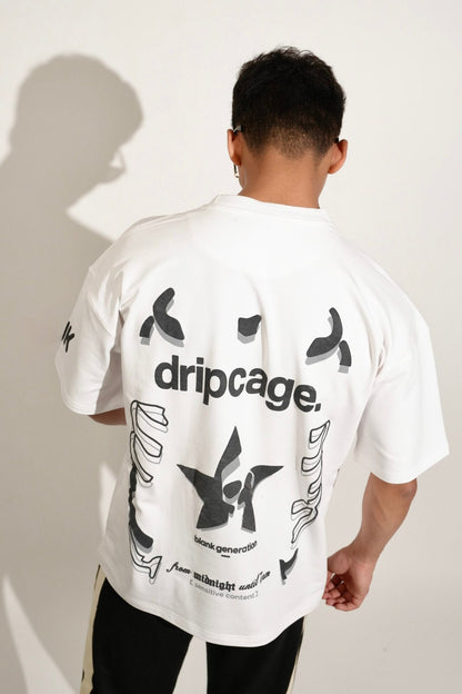 White Dripcage Heavy Weight Oversized T-Shirt image 1