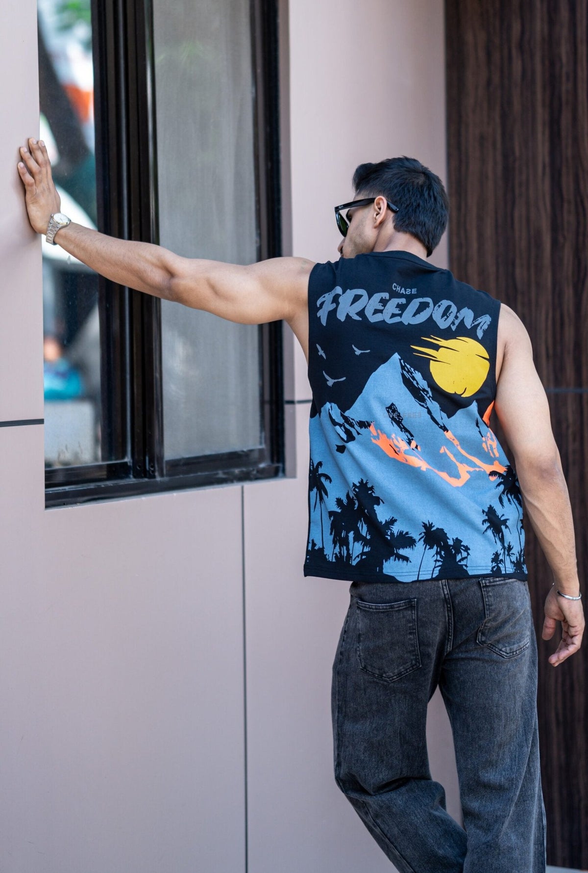 Black Printed Sando In Premium Fabric image 1