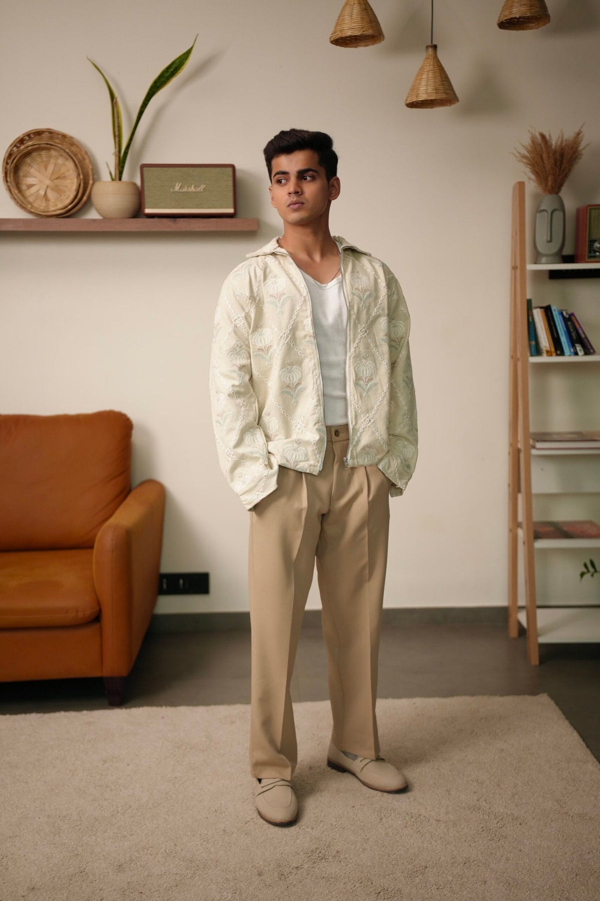 Florentine Cream Oversized Embroidered Shacket image 1