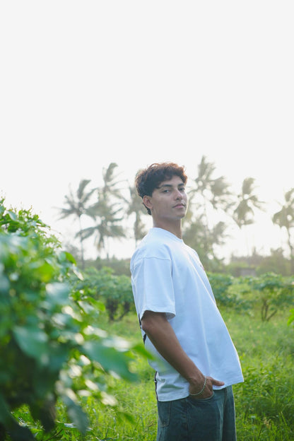 White Printed Heavy GSM Oversized T-Shirt image 1