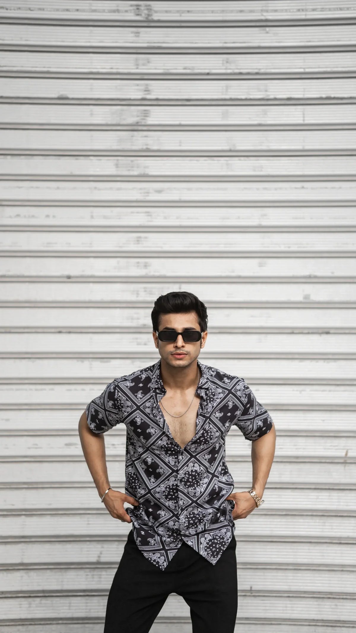 Black Abstract Rayon Half Sleeves Shirt image 2