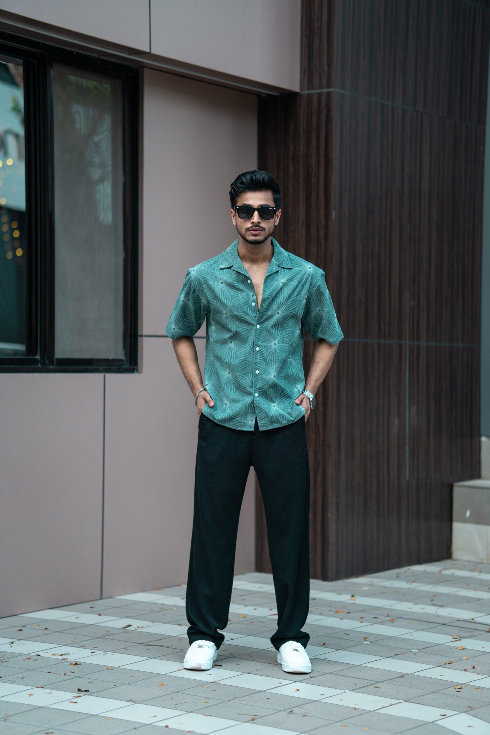 GREEN EMBRODEIRY HALF SLEEVES SHIRT image 0