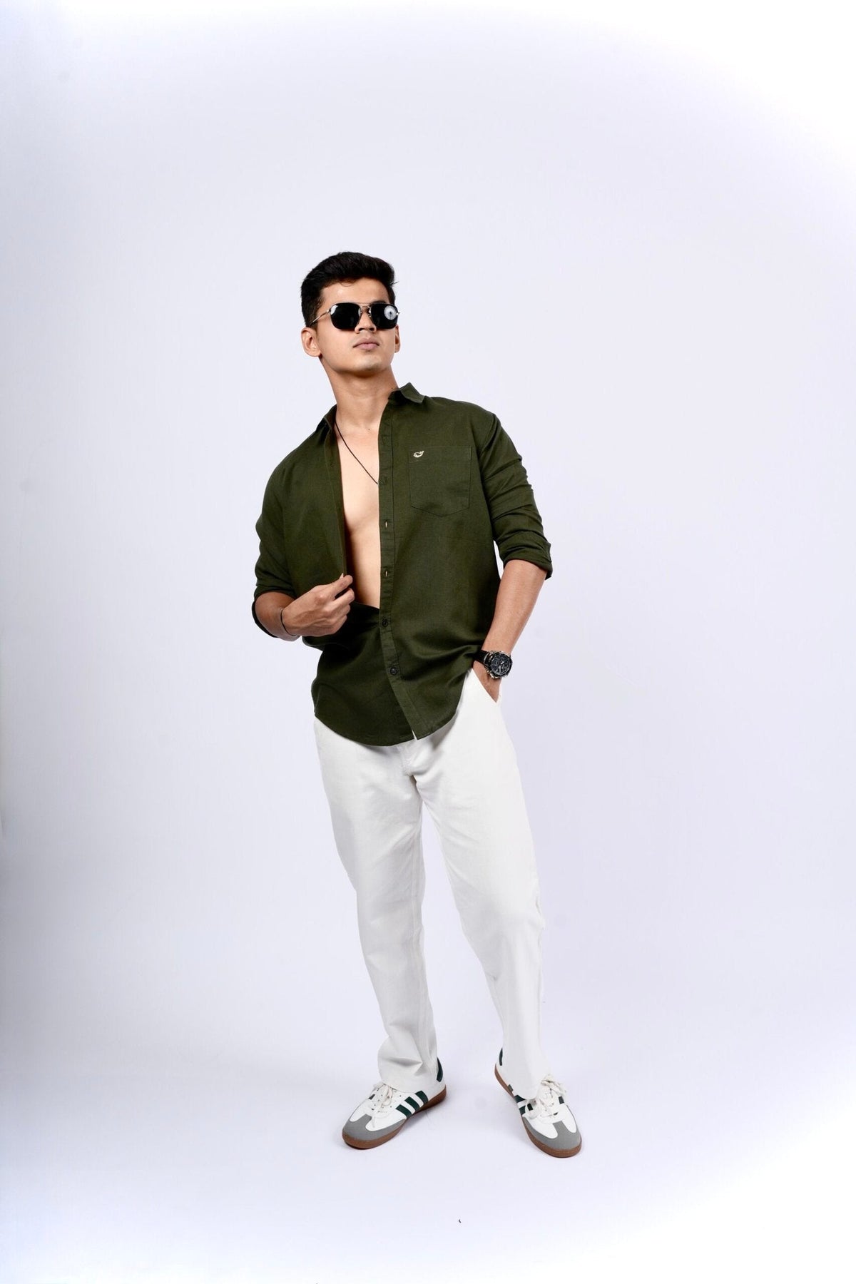 Olive Cotton Linen Shirt image 2