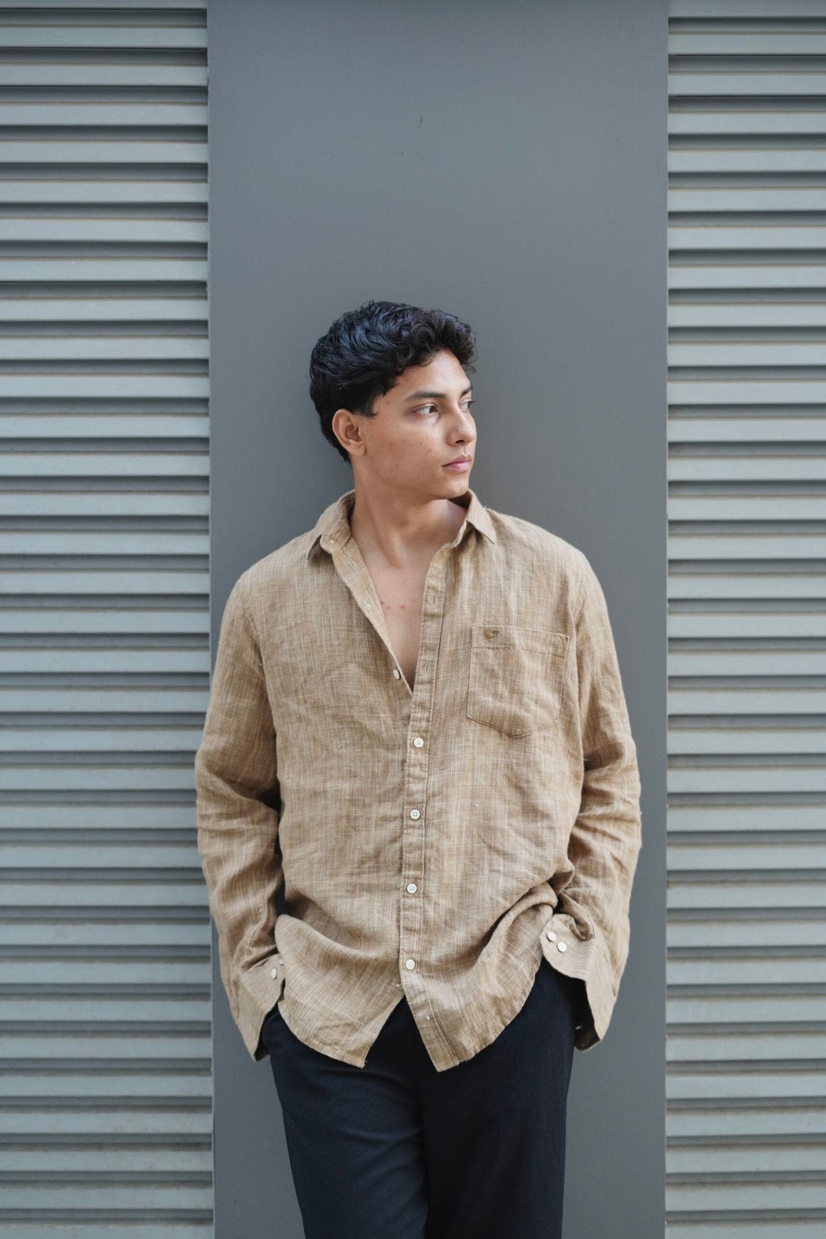 Khaki F/S Linen Shirt image 2