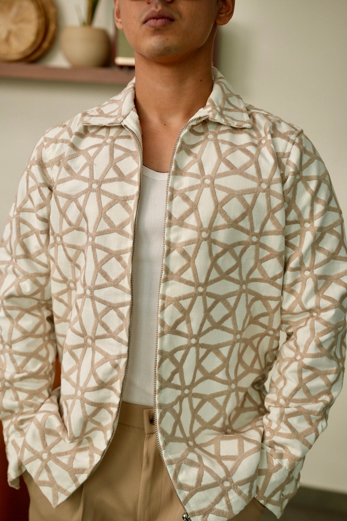 Dune Web Oversized Embroidered Shacket image 0