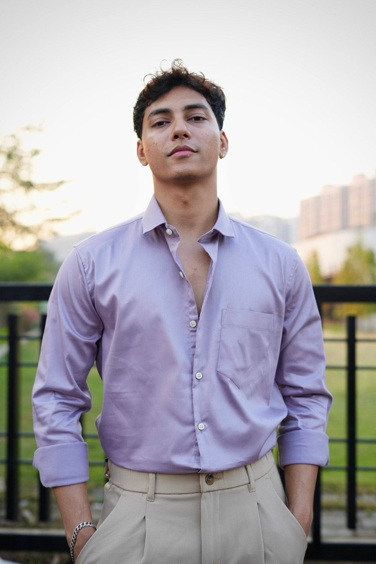 LILAC SATIN SHIRT image 0