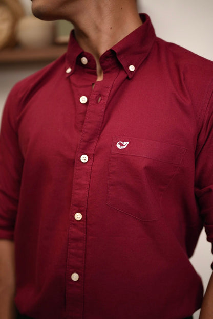 Plain Burgundy Oxford Shirt image 1