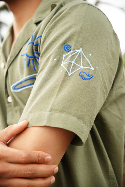 Olive H/S Shirt With Cosmic Embroidery image 3