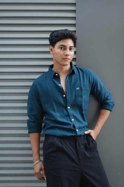 Navy Blue F/S Linen Shirt image 3