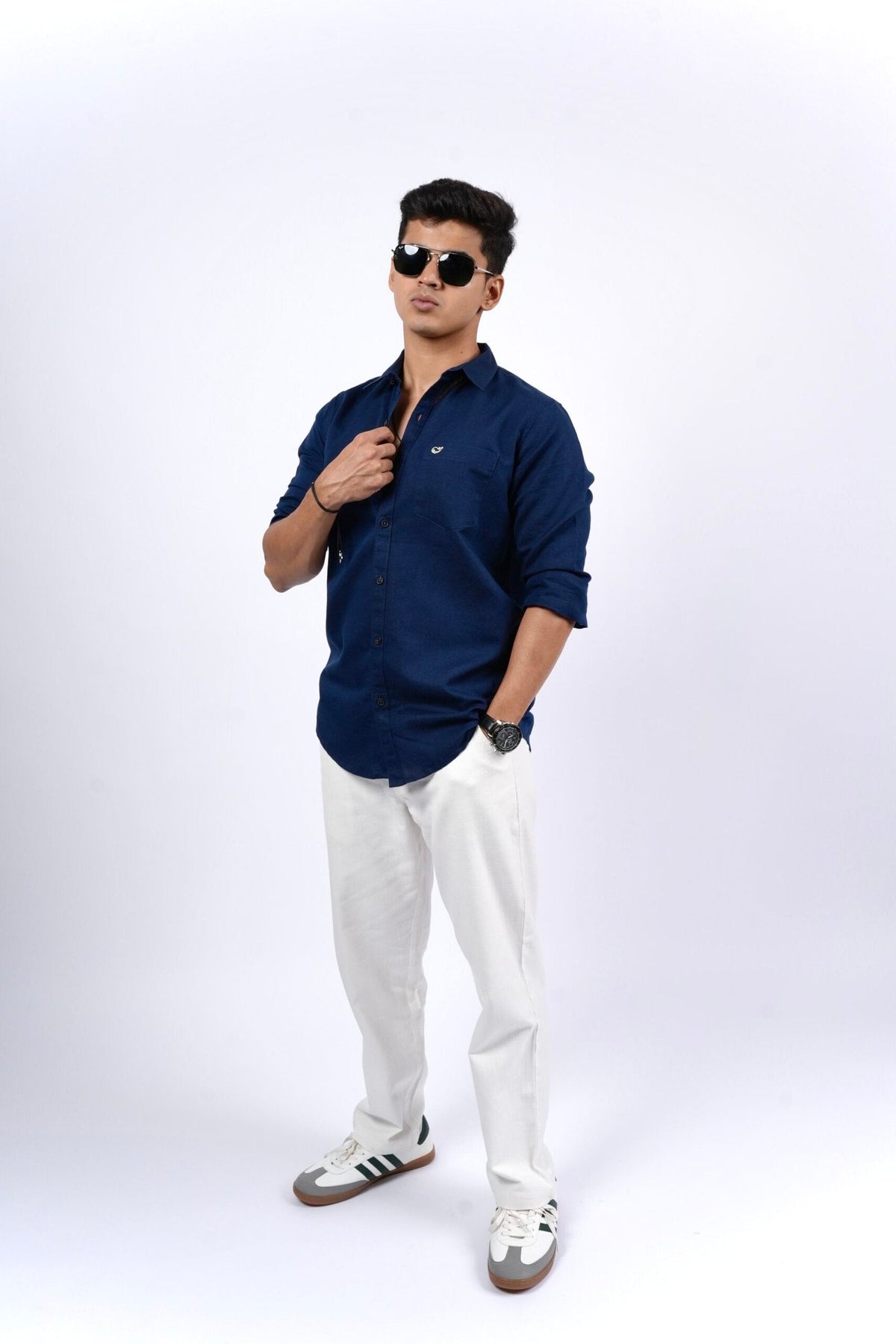 Navy Blue Cotton Linen Shirt image 0