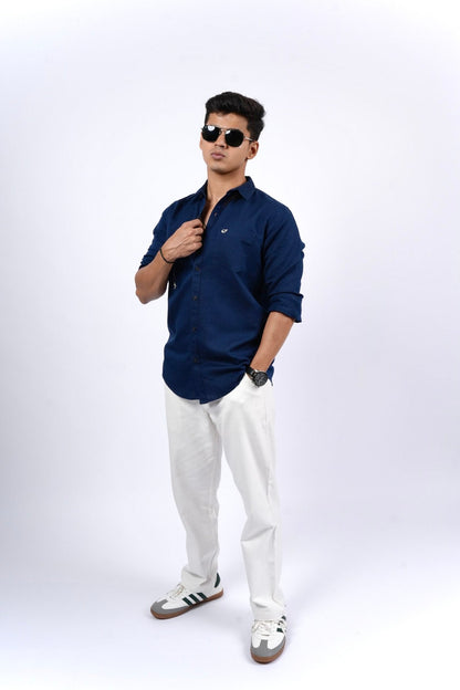 Navy Blue Cotton Linen Shirt image 0