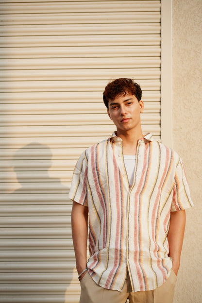 MULTI COLOUR STRIPE HALF SLEEVES SHIRT image 0