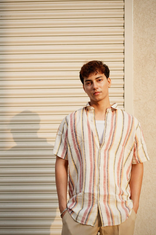 MULTI COLOUR STRIPE HALF SLEEVES SHIRT image 0