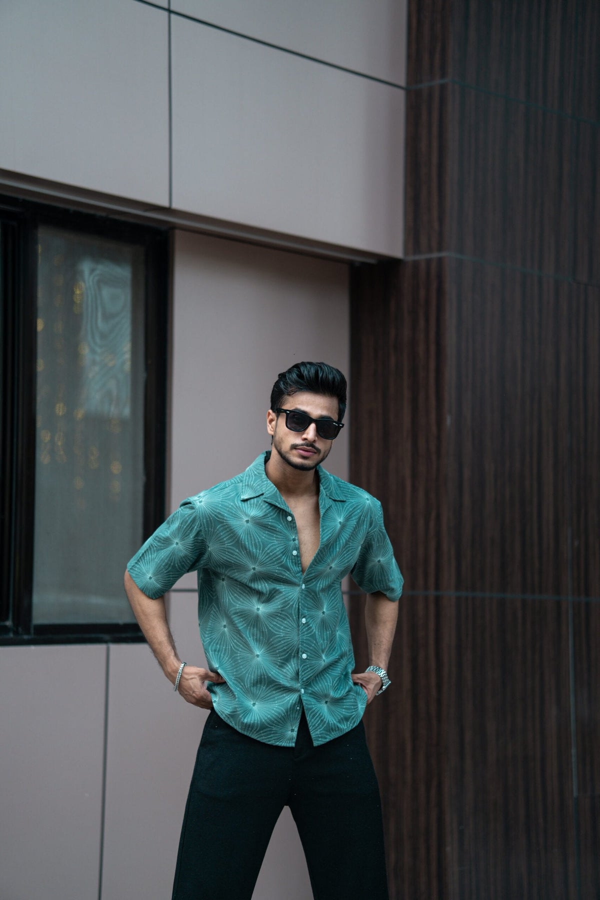 GREEN EMBRODEIRY HALF SLEEVES SHIRT image 4