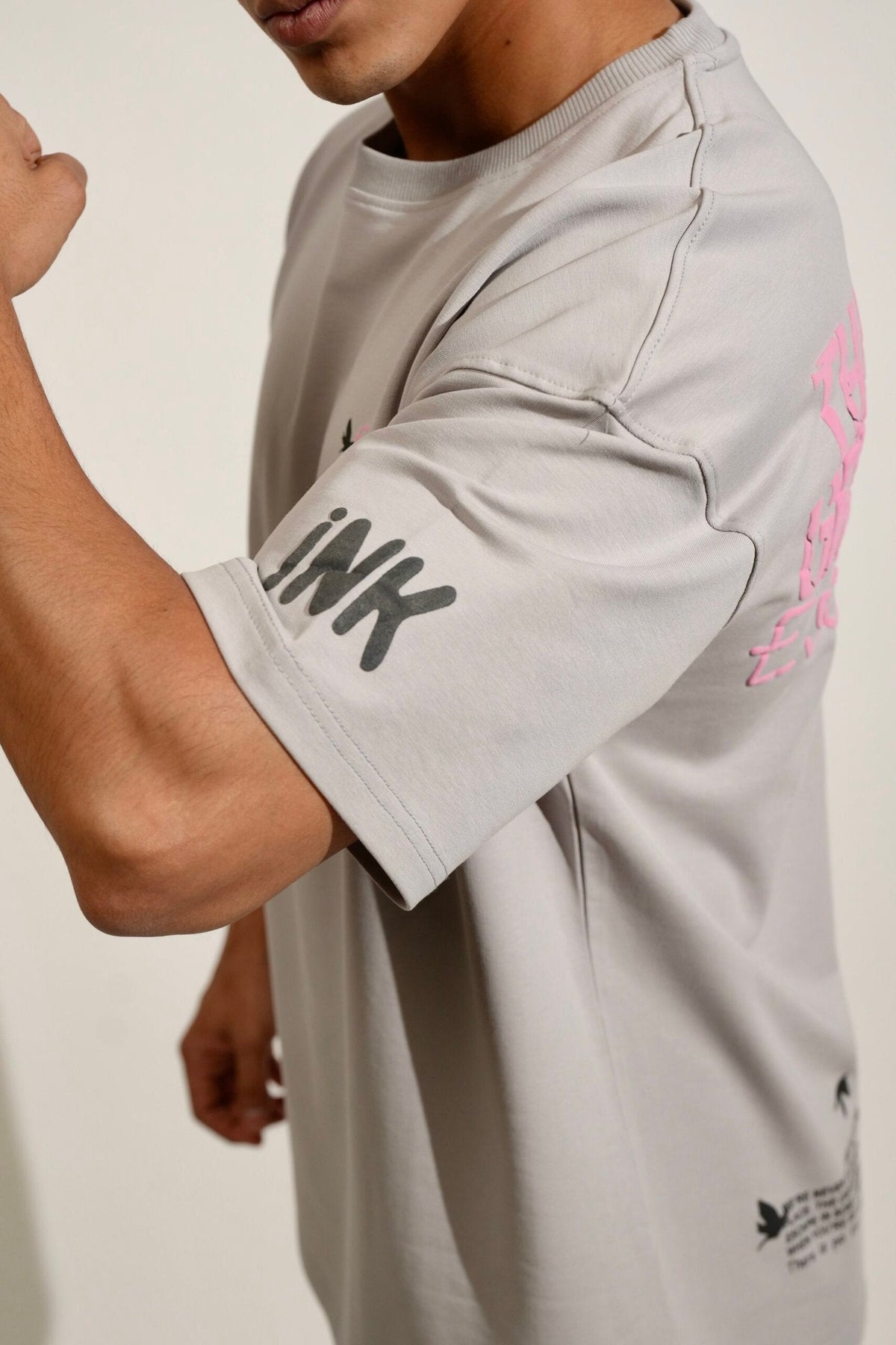 Grey Printed Heavy GSM Oversized T-Shirt image 2
