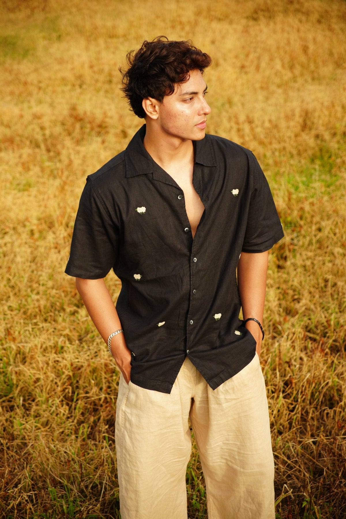 Black H/S Shirt With Sheep Embroidery image 3