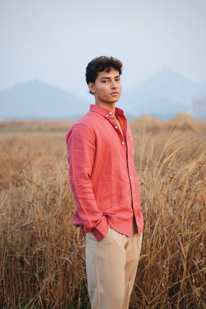 ORANGE FLAME LINEN SHIRT image 4