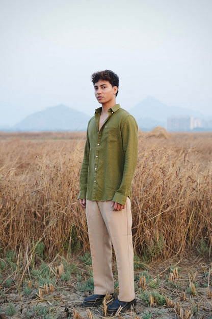 MYRTLE GREEN LINEN SHIRT image 2