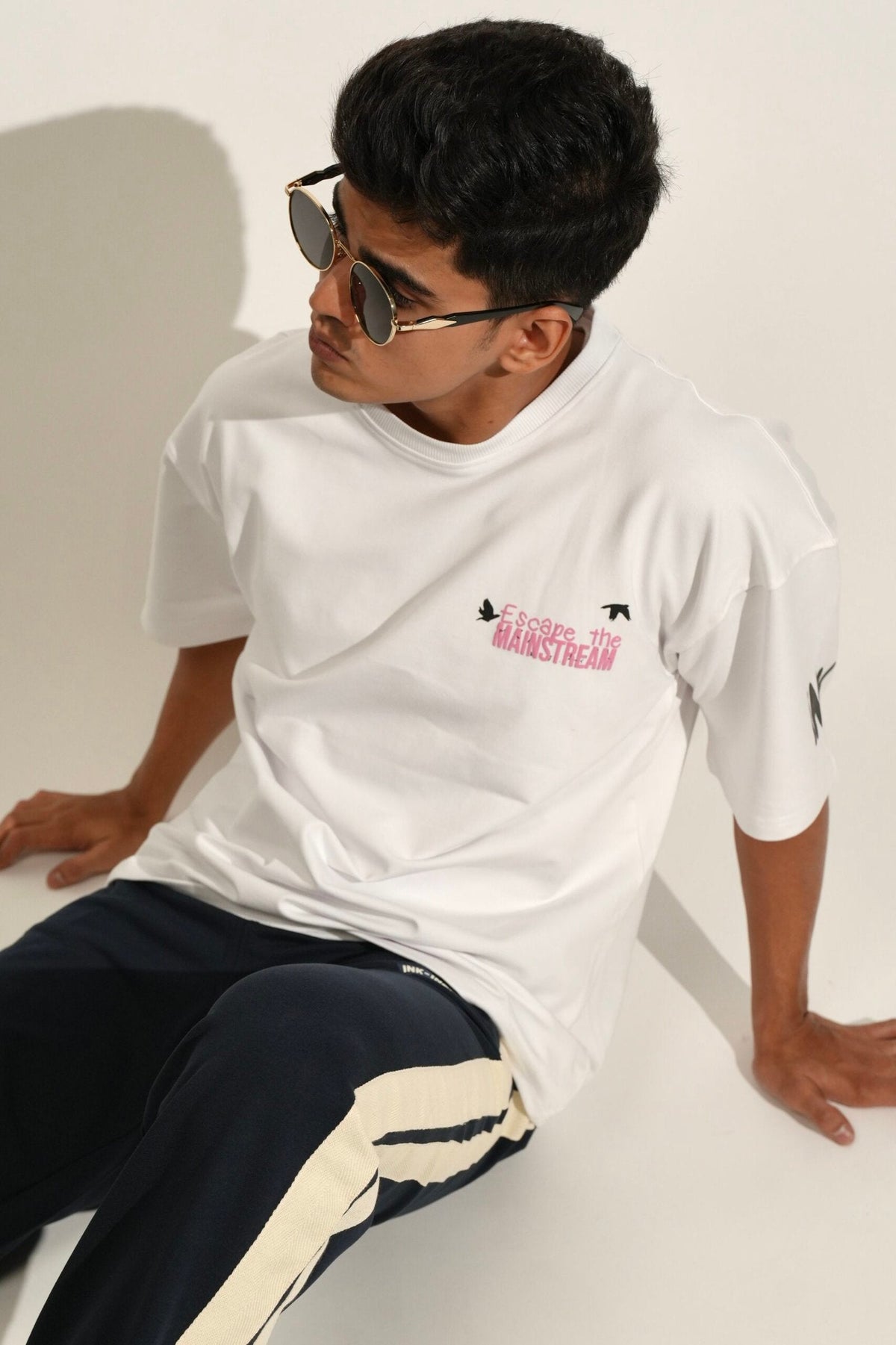 White Printed Heavy GSM Oversized T-Shirt image 4