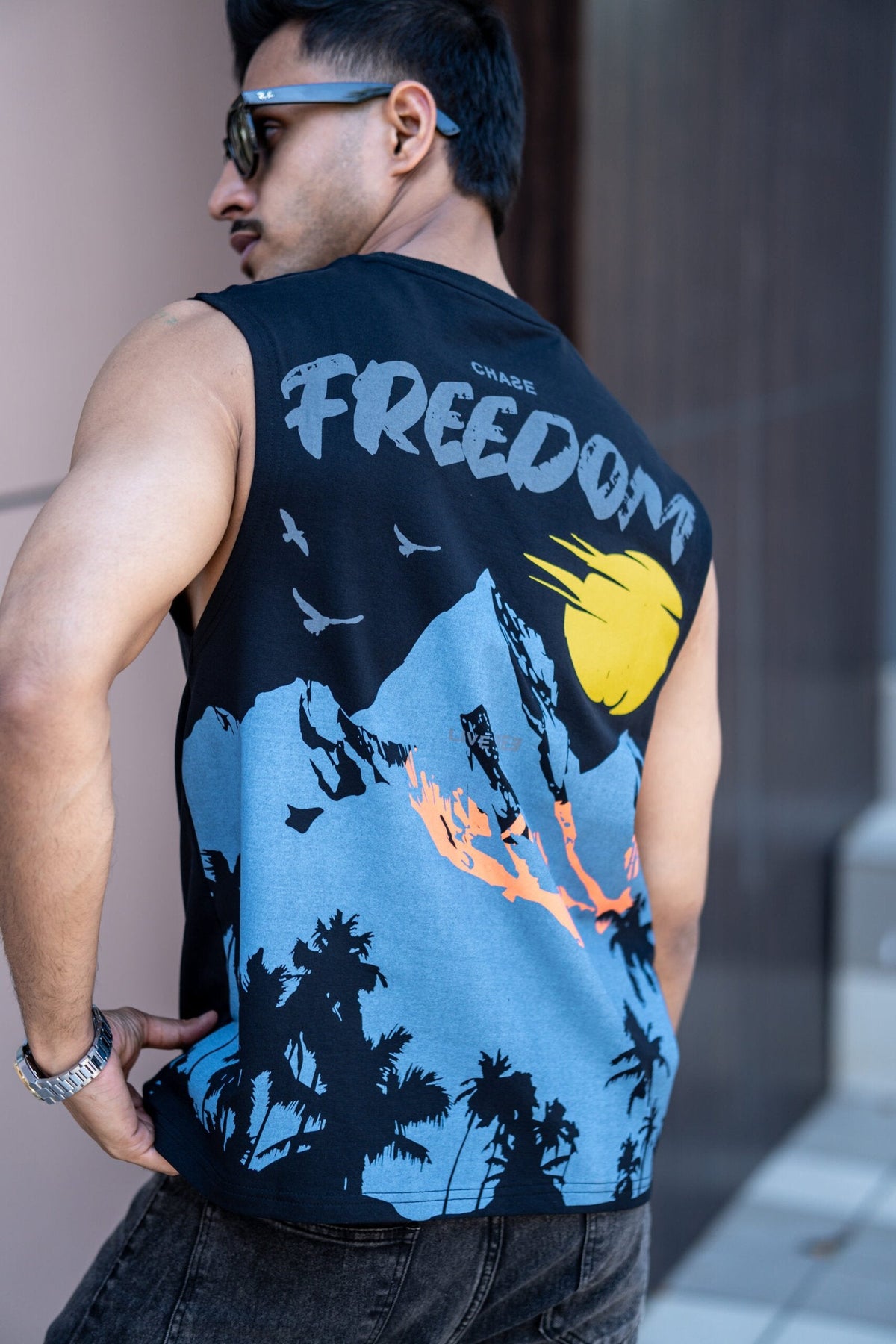 Black Printed Sando In Premium Fabric image 4