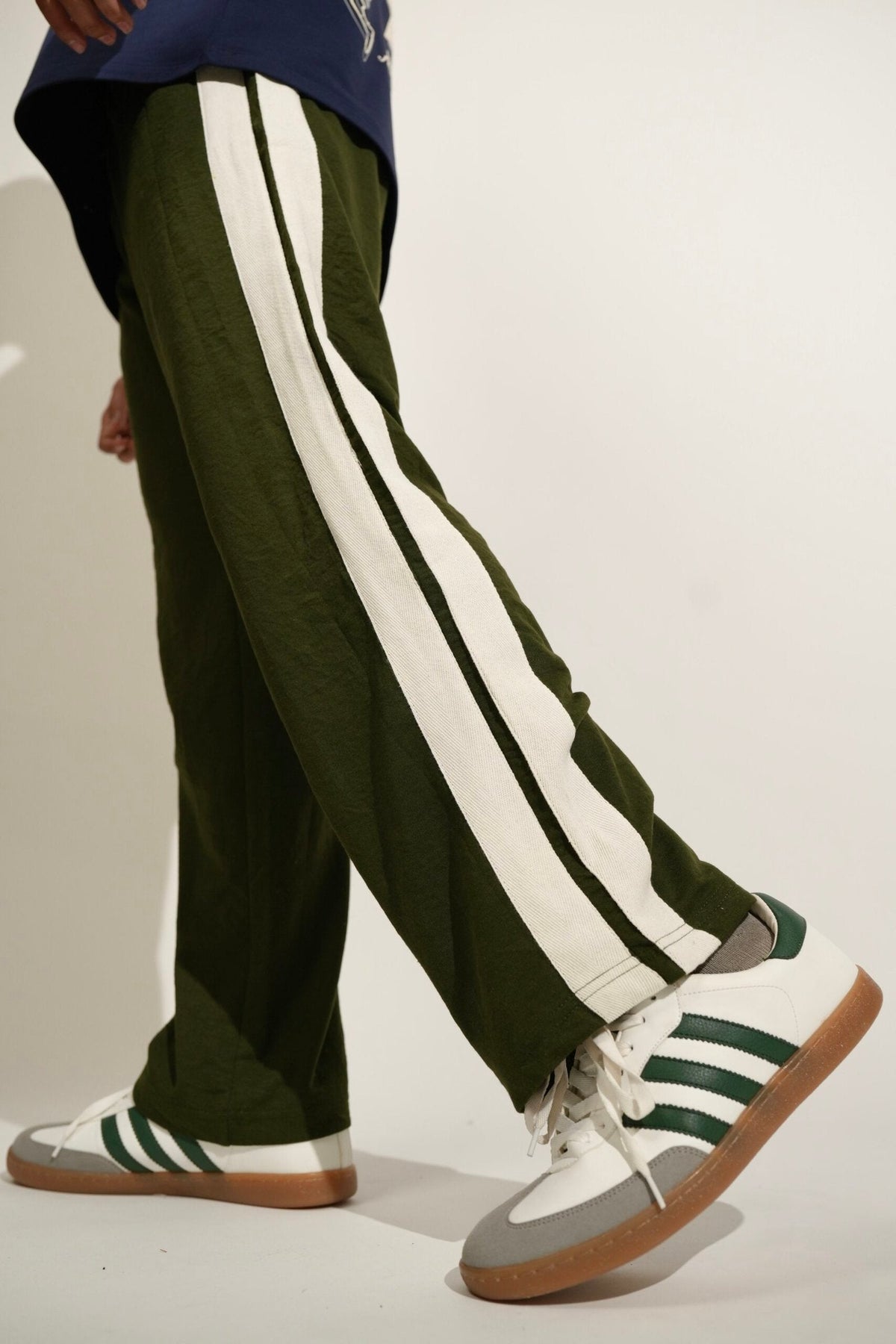 Olive Green Side Seam Drawstring Track Pants image 0