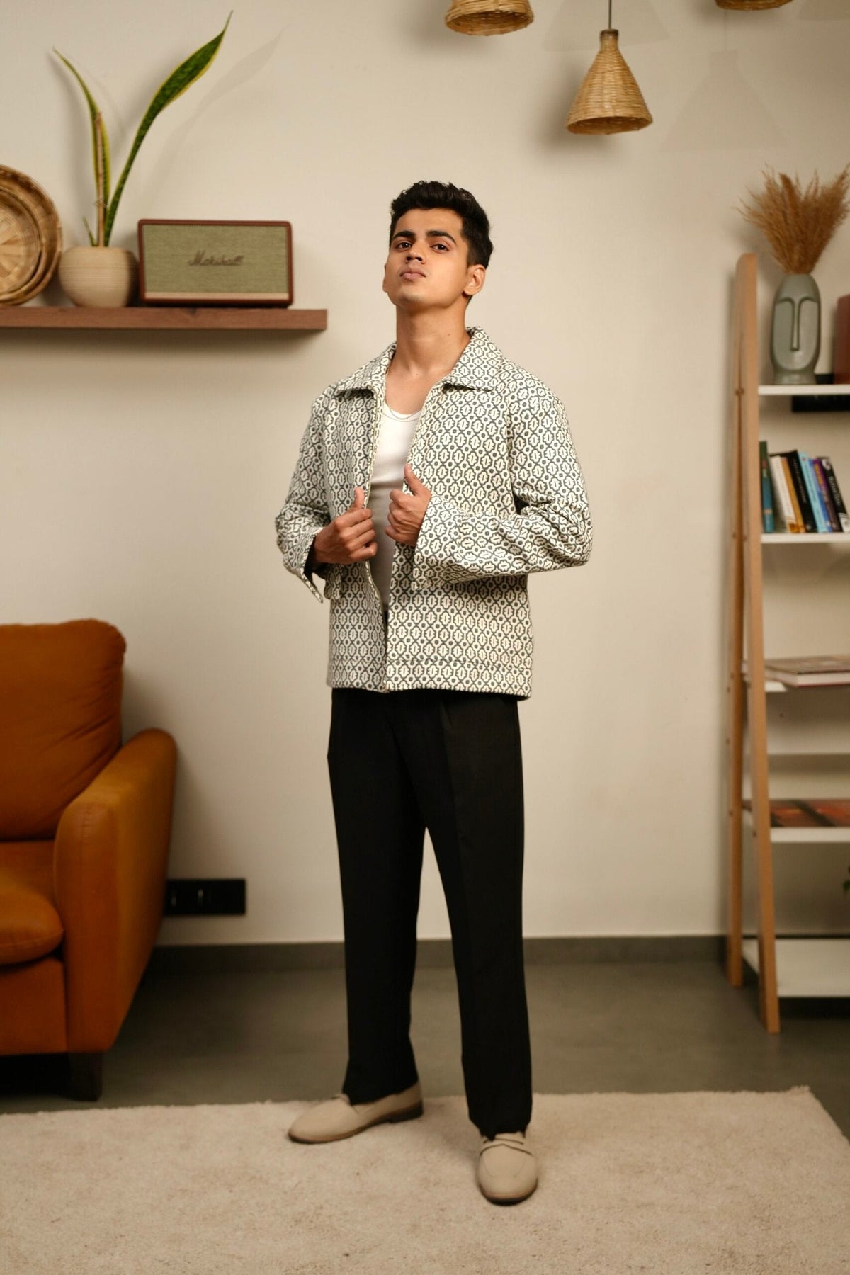 Monochrome Maze Embroidered Oversized Shacket image 3