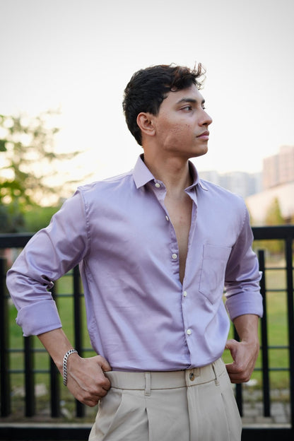 LILAC SATIN SHIRT image 2