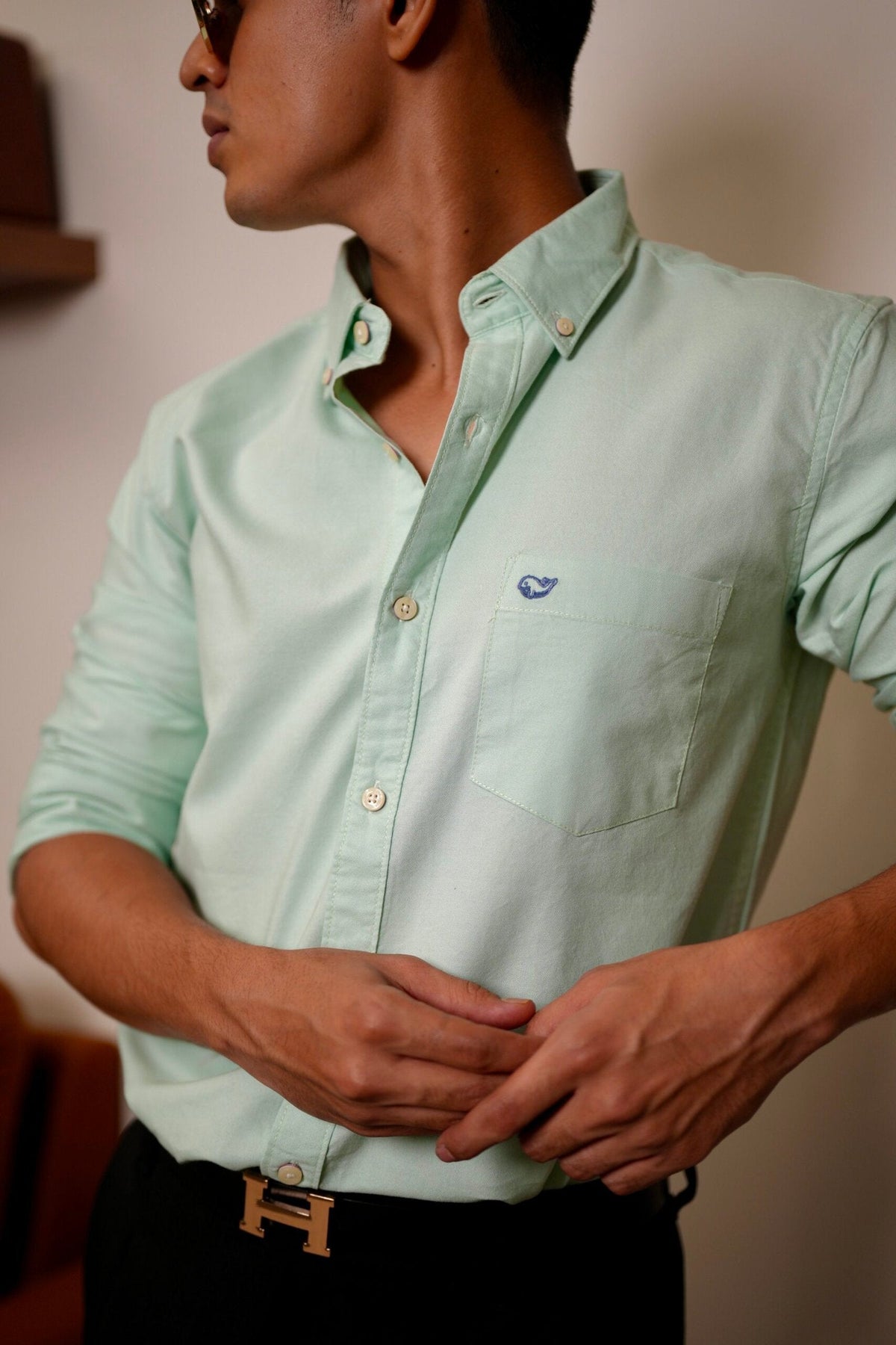 Plain Light Green Oxford Shirt image 1