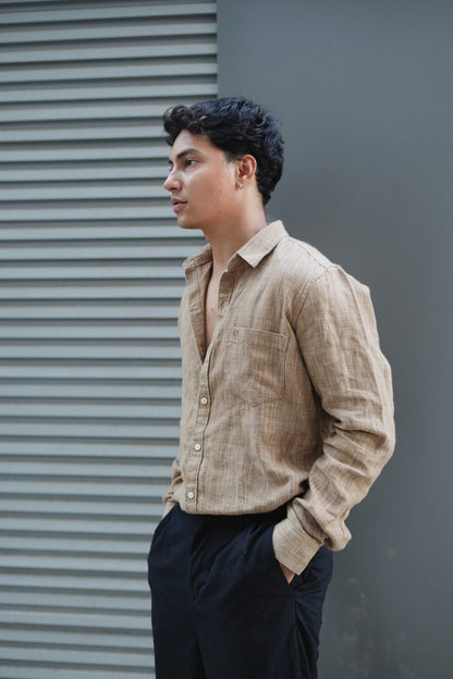 Khaki F/S Linen Shirt image 6