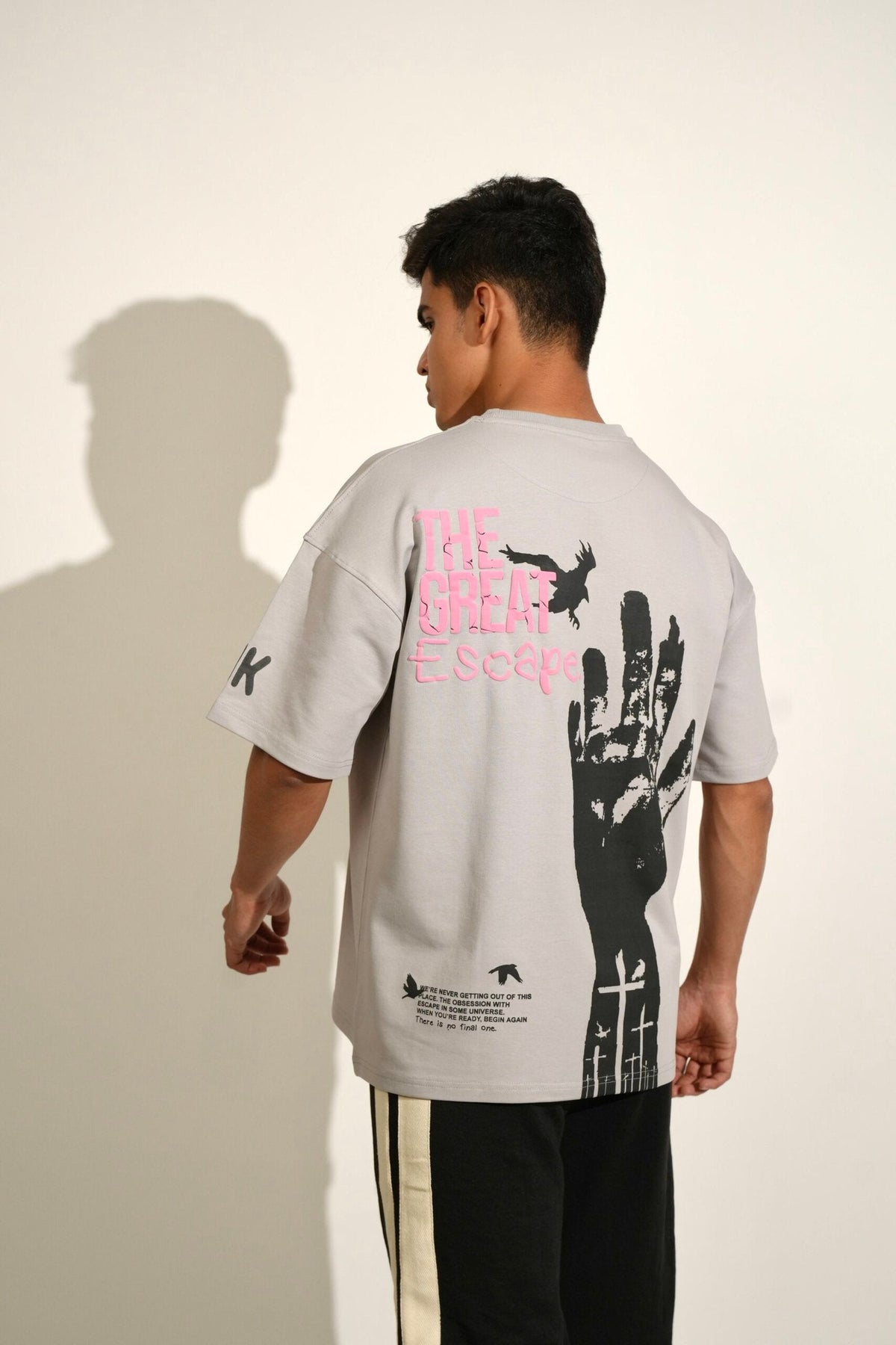 Grey Printed Heavy GSM Oversized T-Shirt image 3