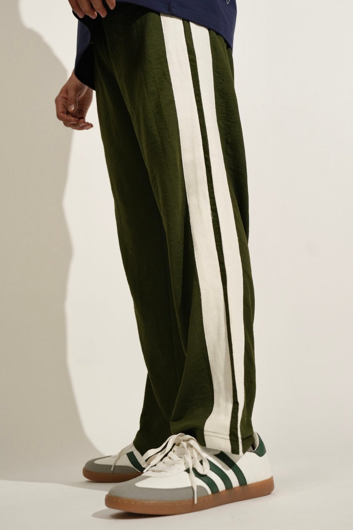 Olive Green Side Seam Drawstring Track Pants image 1