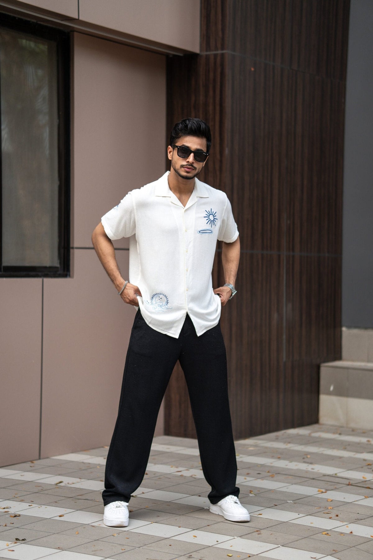 HALF SLEEVES SUN EMBRODIERY SHIRT image 0