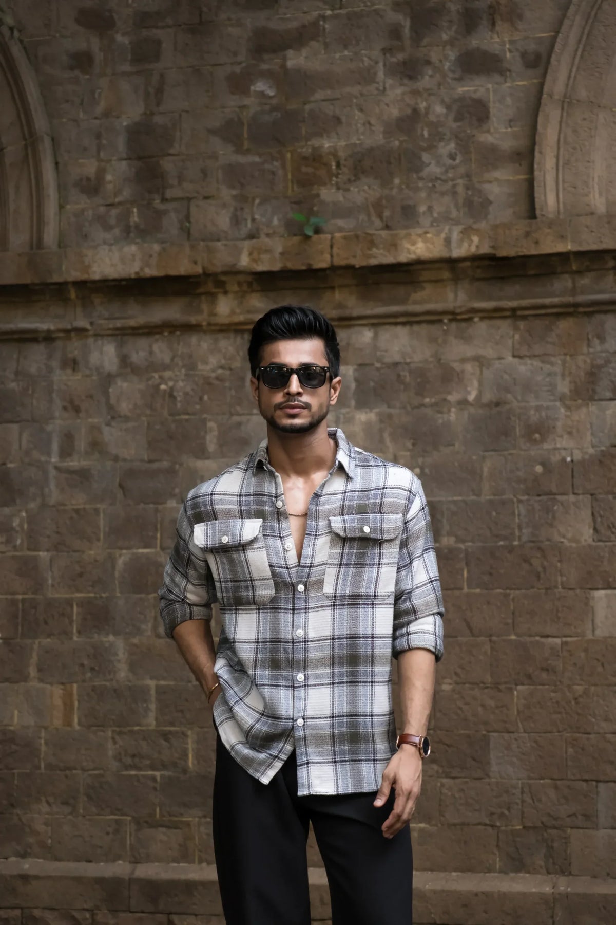 Olive Structured Cargo Full Sleeves Shirt image 4