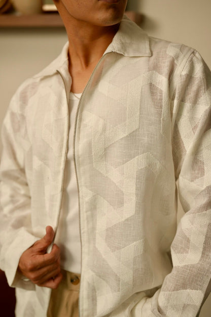 Arctic Grid Oversized Embroidered Shacket image 2