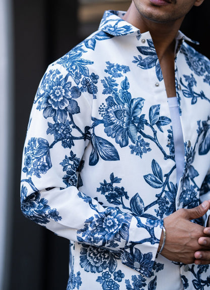 BLUE PRINTED OVERSIZED SHACKET image 1