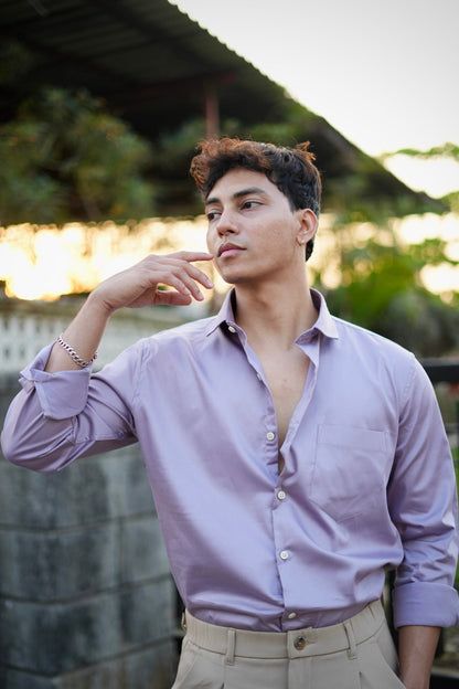 LILAC SATIN SHIRT image 1