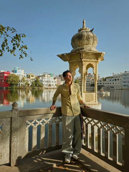 Greenish Yellow F/S Linen Shirt image 2
