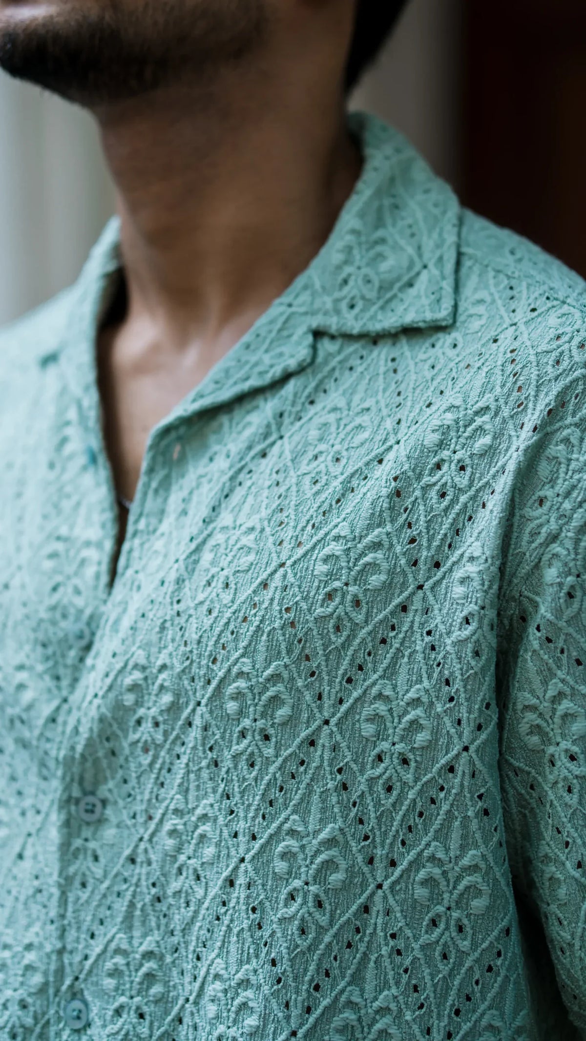 Schiffli Lt.Green Half Sleeves image 1
